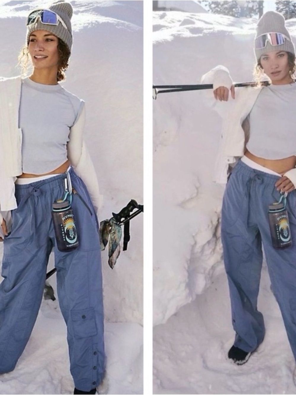 Light Blue Snow Cargo Track Pants with Drawstring Waist - NWT FREE PEOPLE